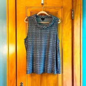 J.Jill Sleeveless black, white plaid cowl neck top SZ XL